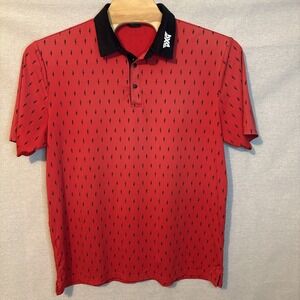 PXG Parsons Xtreme Mens XL Golf Logo Polo Shirt Red Cactus Print Short Sleeve